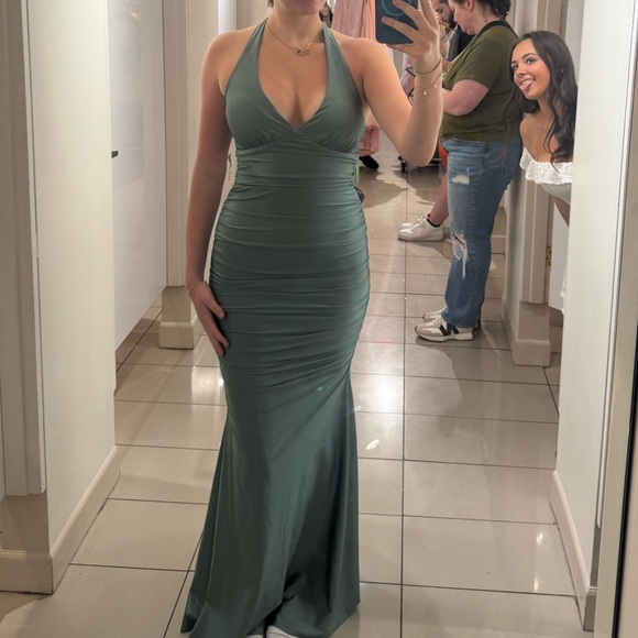 Windsor Dresses & Skirts - Elegant Green Halter Maxi Dress PROM